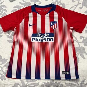 Nike Atletico Madrid Red and White Striped Soccer Jersey